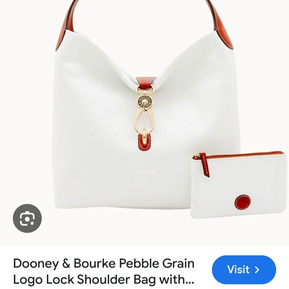 Dooney & Bourke NWT Logo Lock Pebble Grain White Leather Bag - Picture 1 of 16